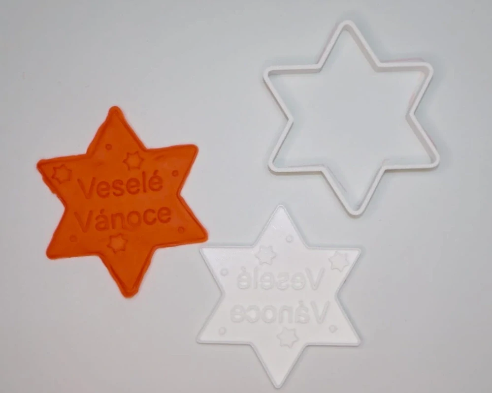 3D Tištěné Vykrajovátko – Hvězda - Veselé Vánoce